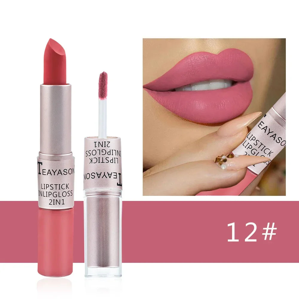 Waterproof Velvet Lipstick & Gloss – 2-in-1 Makeup Must-Have