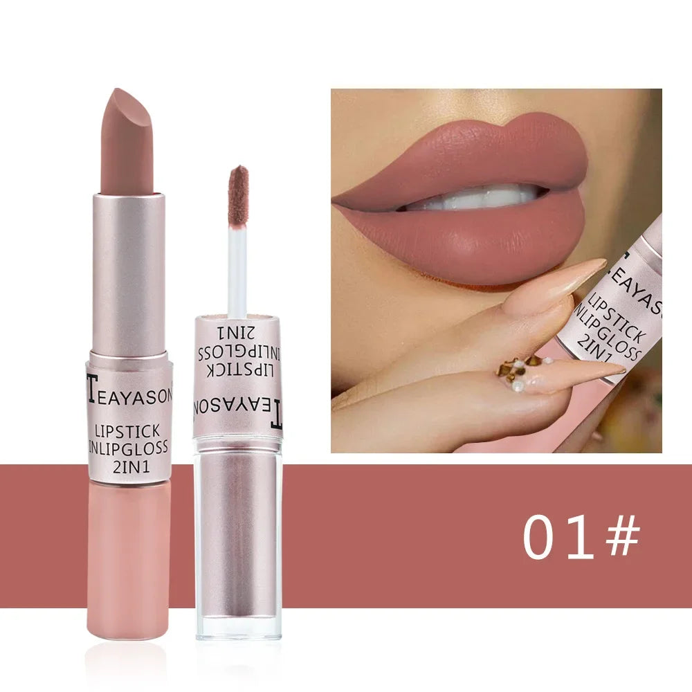 Waterproof Velvet Lipstick & Gloss – 2-in-1 Makeup Must-Have